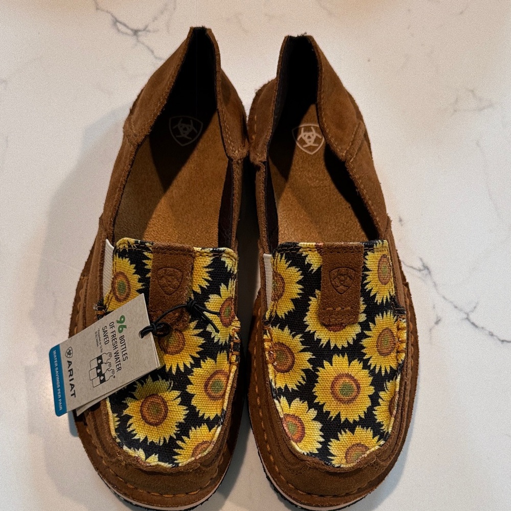 Ariat Women's Brown Loafers with Sunflower Canvas
